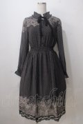 axes femme / レース柄プリントワンピース M 黒 Y-25-07-03-065-AX-OP-SZ-ZY