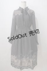 axes femme / レース柄プリントワンピース M 黒 Y-25-07-03-065-AX-OP-SZ-ZY