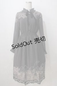 axes femme / レース柄プリントワンピース M 黒 Y-25-07-03-065-AX-OP-SZ-ZY