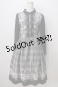 axes femme / グレンチェック花柄ワンピース M 黒 Y-25-07-03-066-AX-OP-SZ-ZY
