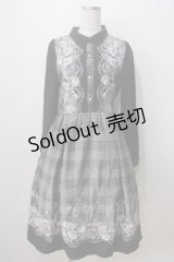 axes femme / グレンチェック花柄ワンピース M 黒 Y-25-07-03-066-AX-OP-SZ-ZY