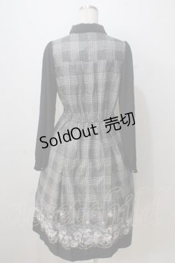 画像2: axes femme / グレンチェック花柄ワンピース M 黒 Y-25-07-03-066-AX-OP-SZ-ZY