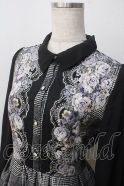 画像3: axes femme / グレンチェック花柄ワンピース M 黒 Y-25-07-03-066-AX-OP-SZ-ZY