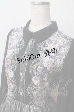 画像3: axes femme / グレンチェック花柄ワンピース M 黒 Y-25-07-03-066-AX-OP-SZ-ZY