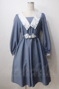 axes femme POETIQUE / フラワー刺繍レトロワンピース M サックス Y-25-07-03-069-AX-OP-SZ-ZY