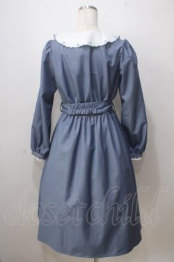 画像2: axes femme POETIQUE / フラワー刺繍レトロワンピース M サックス Y-25-07-03-069-AX-OP-SZ-ZY