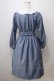画像2: axes femme POETIQUE / フラワー刺繍レトロワンピース M サックス Y-25-07-03-069-AX-OP-SZ-ZY (2)