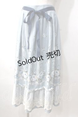 画像1: axes femme / パネル花柄フレアスカート M サックス Y-25-07-03-101-AX-SK-SZ-ZY