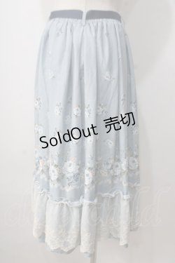 画像2: axes femme / パネル花柄フレアスカート M サックス Y-25-07-03-101-AX-SK-SZ-ZY