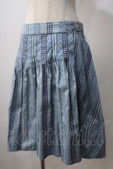 Jane Marple / jane marple　Ribbon jacquard stripe 2Faceスカート M サックス Y-25-07-03-114-JM-SK-SZ-ZY
