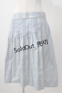 画像1: Jane Marple / jane marple　Ribbon jacquard stripe 2Faceスカート M サックス Y-25-07-03-114-JM-SK-SZ-ZT389