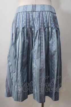 画像2: Jane Marple / jane marple　Ribbon jacquard stripe 2Faceスカート M サックス Y-25-07-03-114-JM-SK-SZ-ZY