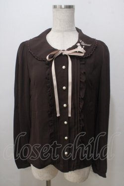 画像1: Ank Rouge / プードル刺繍ブラウス M ブラウン Y-25-07-03-016-CA-BL-SZ-ZY