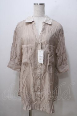 画像1: axes femme / シアースキッパーロングシャツ M ベージュ Y-25-07-03-017-AX-BL-SZ-ZY