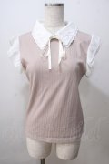 axes femme / 繊細刺繍二枚襟ノースリプルオーバー M モカ Y-25-07-03-029-AX-TO-SZ-ZY
