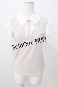 axes femme / 繊細刺繍二枚襟ノースリプルオーバー M モカ Y-25-07-03-029-AX-TO-SZ-ZY