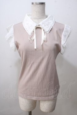 画像1: axes femme / 繊細刺繍二枚襟ノースリプルオーバー M モカ Y-25-07-03-029-AX-TO-SZ-ZY