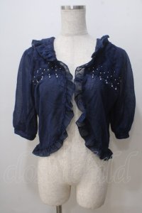 axes femme / フード付きフリルカーデ M 紺 Y-25-07-03-033-AX-TO-SZ-ZY