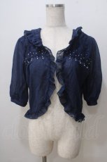 画像1: axes femme / フード付きフリルカーデ M 紺 Y-25-07-03-033-AX-TO-SZ-ZT143 (1)
