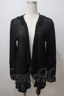 画像1: axes femme / レース使いラッセルカーデ M 黒 Y-25-07-03-035-AX-TO-SZ-ZY