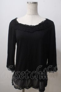 axes femme / ストライプシフォン切替インナー M 黒 Y-25-07-03-037-AX-TO-SZ-ZY