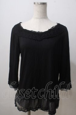 画像1: axes femme / ストライプシフォン切替インナー M 黒 Y-25-07-03-037-AX-TO-SZ-ZY