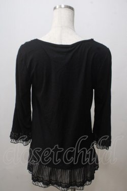 画像2: axes femme / ストライプシフォン切替インナー M 黒 Y-25-07-03-037-AX-TO-SZ-ZY
