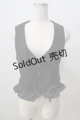 axes femme / 後ろ編み上げジャガードベスト M 黒 Y-25-07-03-038-AX-TO-SZ-ZY