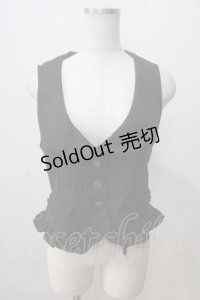 axes femme / 後ろ編み上げジャガードベスト M 黒 Y-25-07-03-038-AX-TO-SZ-ZY