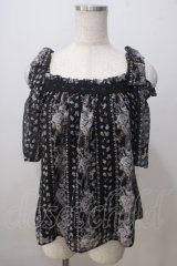 axes femme POETIQUE / 肩リボンオフショルブラウス M 黒 Y-25-07-03-039-AX-BL-SZ-ZY