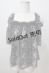 axes femme POETIQUE / 肩リボンオフショルブラウス M 黒 Y-25-07-03-039-AX-BL-SZ-ZT211