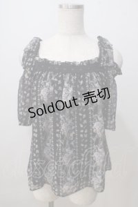 axes femme POETIQUE / 肩リボンオフショルブラウス M 黒 Y-25-07-03-039-AX-BL-SZ-ZT211