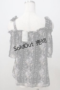 画像2: axes femme POETIQUE / 肩リボンオフショルブラウス M 黒 Y-25-07-03-039-AX-BL-SZ-ZT211