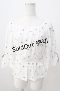 axes femme / ミニローズ刺繍ブラウス F 白 Y-25-07-03-042-AX-BL-SZ-ZY