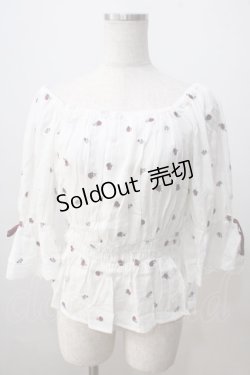 画像1: axes femme / ミニローズ刺繍ブラウス F 白 Y-25-07-03-042-AX-BL-SZ-ZY