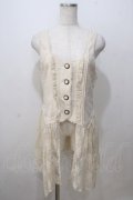 axes femme / レース使いJQロングベスト M 生成り Y-25-07-03-043-AX-TO-SZ-ZY
