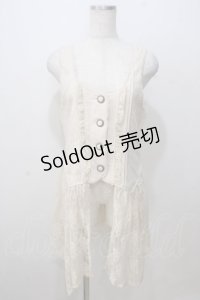 axes femme / レース使いJQロングベスト M 生成り Y-25-07-03-043-AX-TO-SZ-ZY
