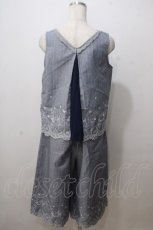 画像2: axes femme / ストライプ刺繍入りセットアップ M グレー Y-25-07-03-044-AX-OP-SZ-ZI (2)