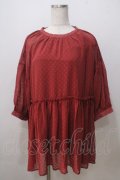 axes femme / ドットドビーブラウス M 赤 Y-25-07-03-046-AX-BL-SZ-ZY