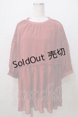 axes femme / ドットドビーブラウス M 赤 Y-25-07-03-046-AX-BL-SZ-ZY