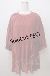 axes femme / ドットドビーブラウス M 赤 Y-25-07-03-046-AX-BL-SZ-ZY