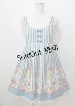 画像1: Emily Temple cute / ラッピングマカロンプリントノースリーブワンピース  ブルー Y-25-07-06-053-ET-OP-SZ-ZY