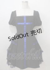 Moi-meme-Moitie / サイドギャザー十字架ワンピース 13号 黒×青 Y-25-07-06-059-MO-OP-SZ-ZY