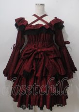 画像1: Vallee lys / Coquelicot Dress ミディアム丈 ジャガード  ワイン Y-25-07-06-060-GO-OP-SZ-ZS (1)