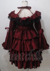 画像2: Vallee lys / Coquelicot Dress ミディアム丈 ジャガード  ワイン Y-25-07-06-060-GO-OP-SZ-ZS (2)