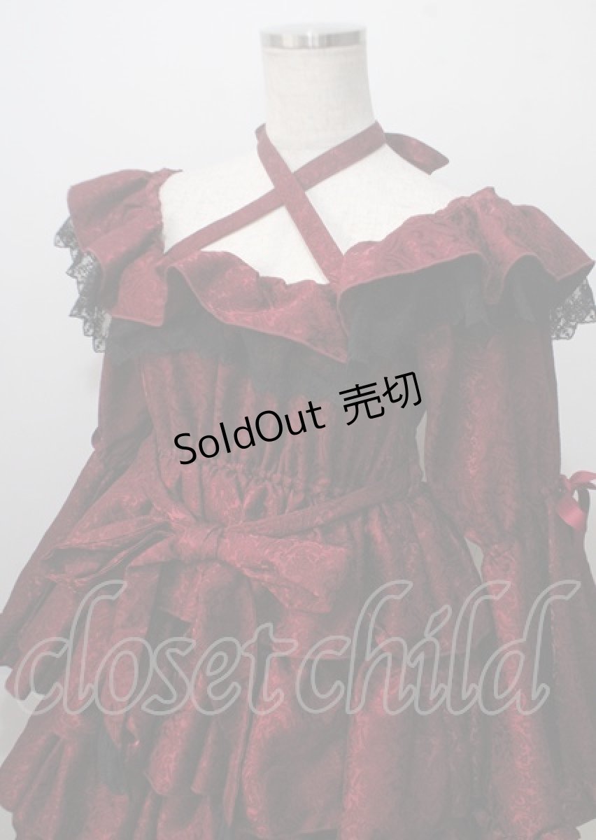 画像3: Vallee lys / Coquelicot Dress ミディアム丈 ジャガード  ワイン Y-25-07-06-060-GO-OP-SZ-ZS (3)