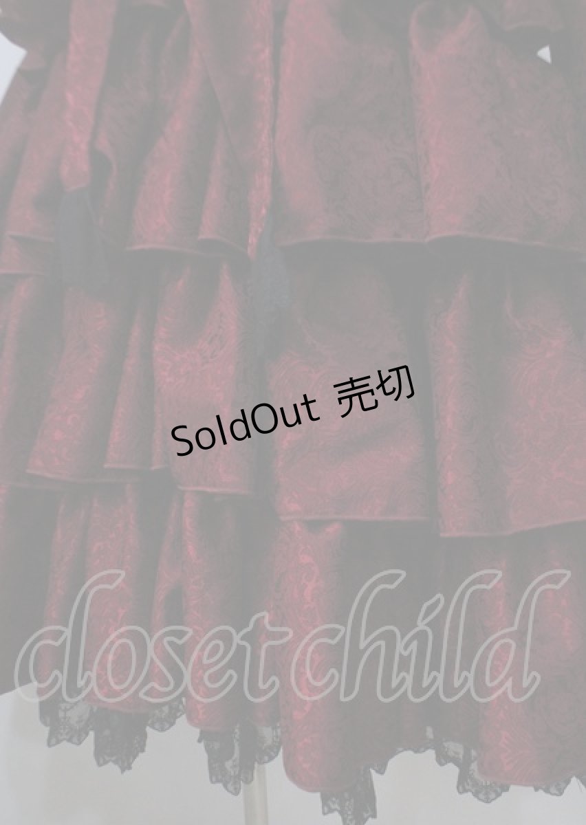 画像4: Vallee lys / Coquelicot Dress ミディアム丈 ジャガード  ワイン Y-25-07-06-060-GO-OP-SZ-ZS (4)