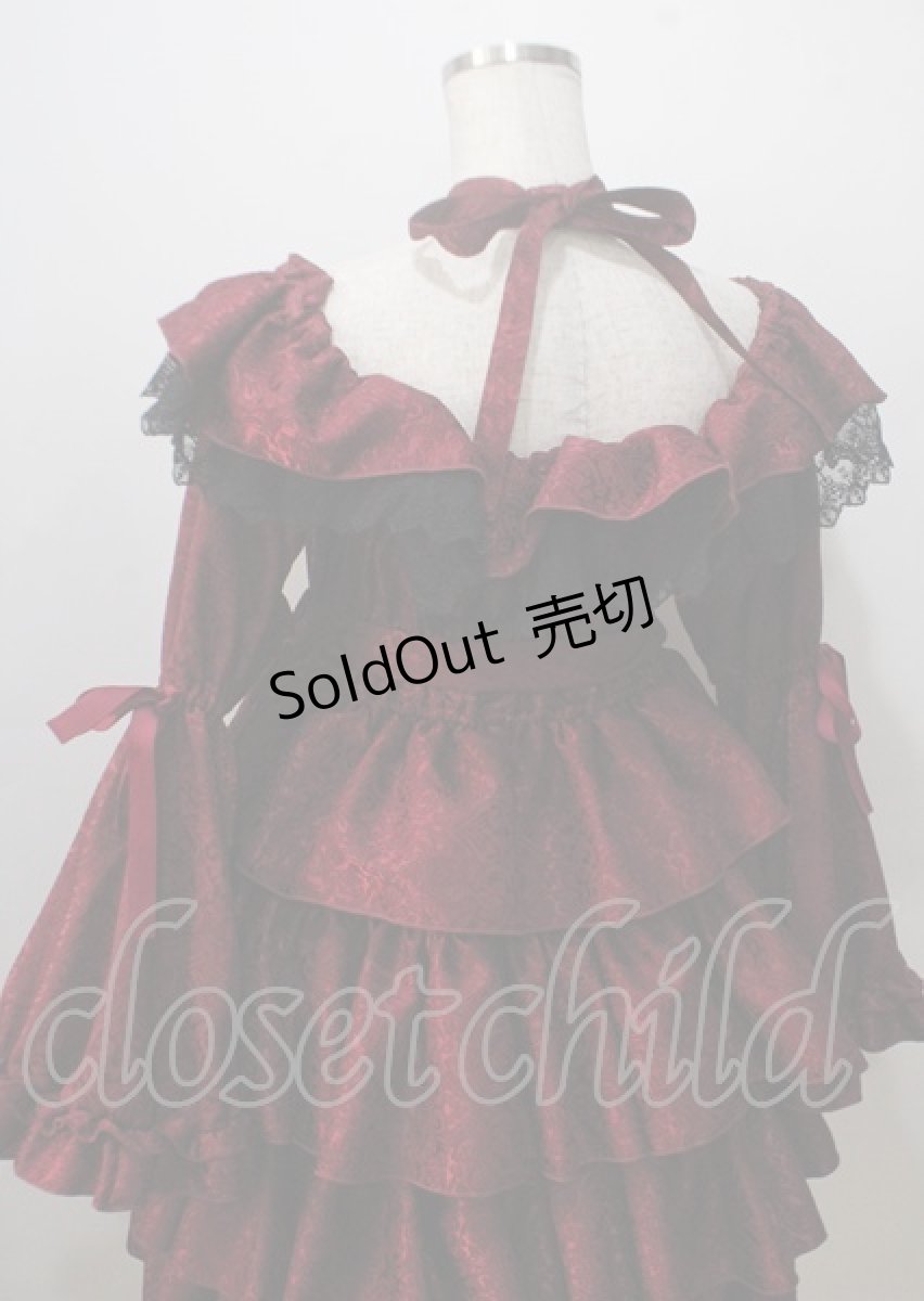 画像6: Vallee lys / Coquelicot Dress ミディアム丈 ジャガード  ワイン Y-25-07-06-060-GO-OP-SZ-ZS (6)