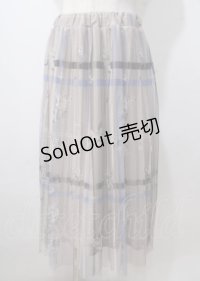 axes femme / プリントプリーツチュールスカート  ベージュ Y-25-07-06-068-AX-SK-SZ-ZY