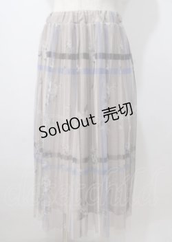 画像1: axes femme / プリントプリーツチュールスカート  ベージュ Y-25-07-06-068-AX-SK-SZ-ZY